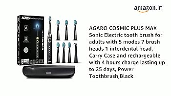 AGARO COSMIC MAX Sonic Electric tooth brush for adults with 5