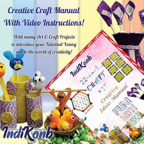 INDIKONB 22 in 1 Art and Craft Kit for Girls and Boys with Crafts Supplies Set All Craft Materials Items for Kids DIY for All Ages 8-10, Age 9-12, Age 12-16 Old - Art Kit # 2, Multicolour (Image - 6)