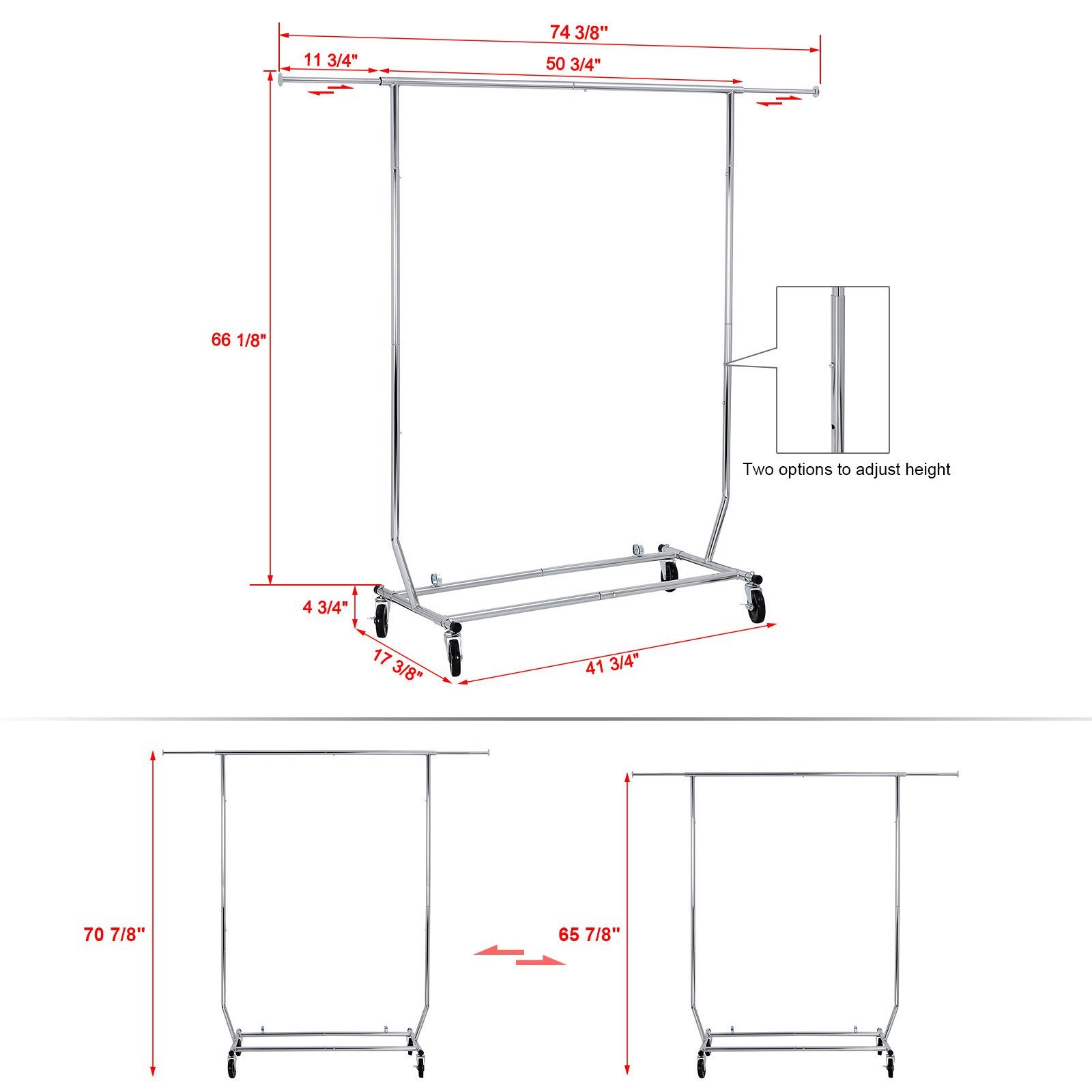 Buy SONGMICS Rolling Garment Rack Collapsible HeavyDuty Clothing