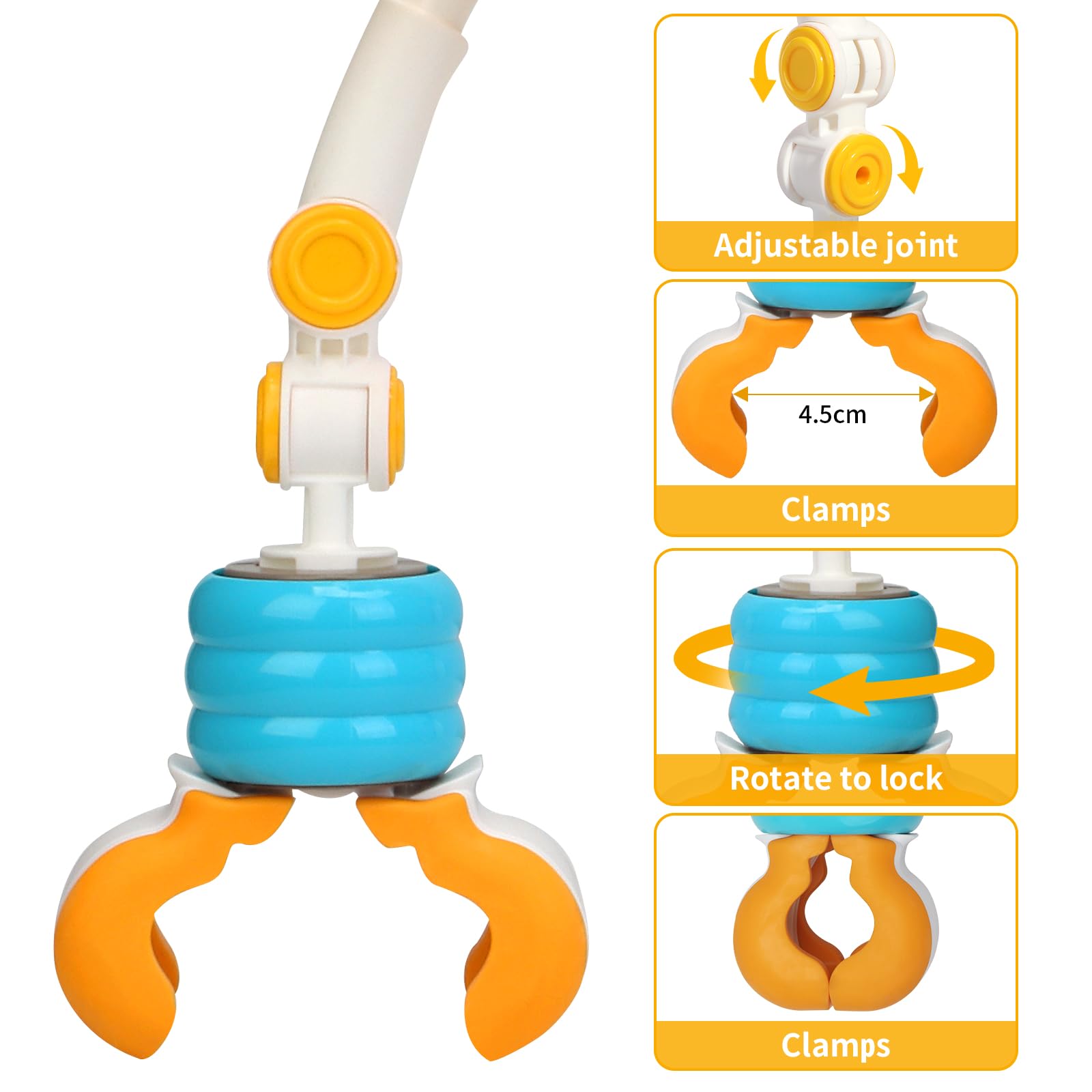 caterbee Barre de Jouets pour balançoire pour bébé, Arche d'activité de Voyage, Jouets pour Berceau pour Nourrissons et Tout-Petits. (Blue)