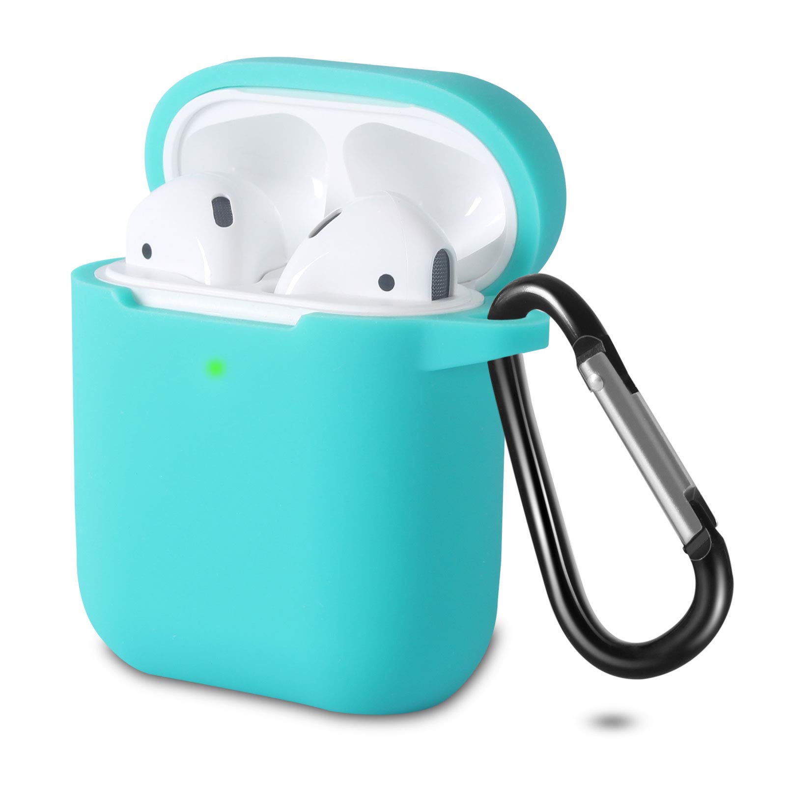 Silicona Compatible con AirPods 2 & 1, Fundas Protectora de Silicona para AirPods 2 & 1, LED Frontal Visible, Funciona con Carga inalámbrica, con Mosquetón, Translúcido — view 10