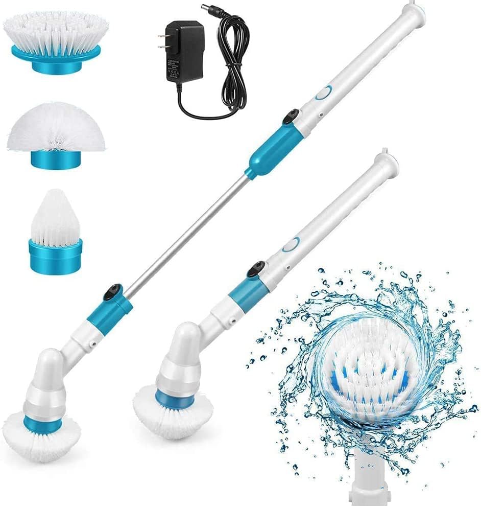 HIULLEN Cepillo Limpieza Eléctrico, Spin Scrubber Eléctrico con 3 cepillos y Cargador para Ventanas, Pisos, Cocina y Varios Trabajos de Limpieza(EU, 3.15W)