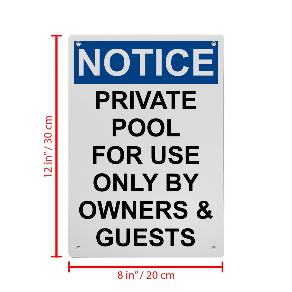 OSHA Private Pool For Use Only By Owners Sign, 8.5 x 11 in