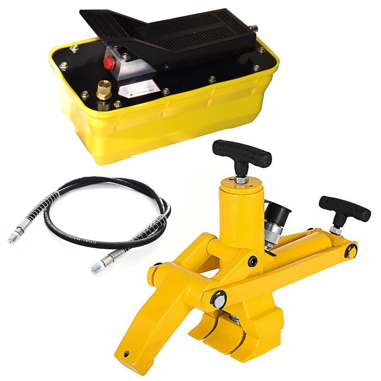 Wytrzymały hydrauliczny zbijak do opon, zestaw narzędzi do zbijania opon ze stali o ciśnieniu 10000 PSI z pompką nożną i wężem pneumatycznym, zbiornik 2,3 l, zestaw naprawczy