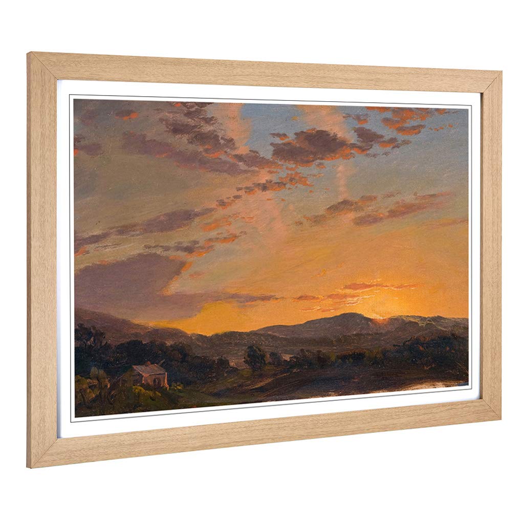 Big Box Art Framed Print of Frederic Edwin Church Maine Sunset Design | Wall Art Picture | Home Decor for Kitchen, Living Room, Bedroom, Hallway, Oak, A2 / 24.5x18 Inch / 62x45cm