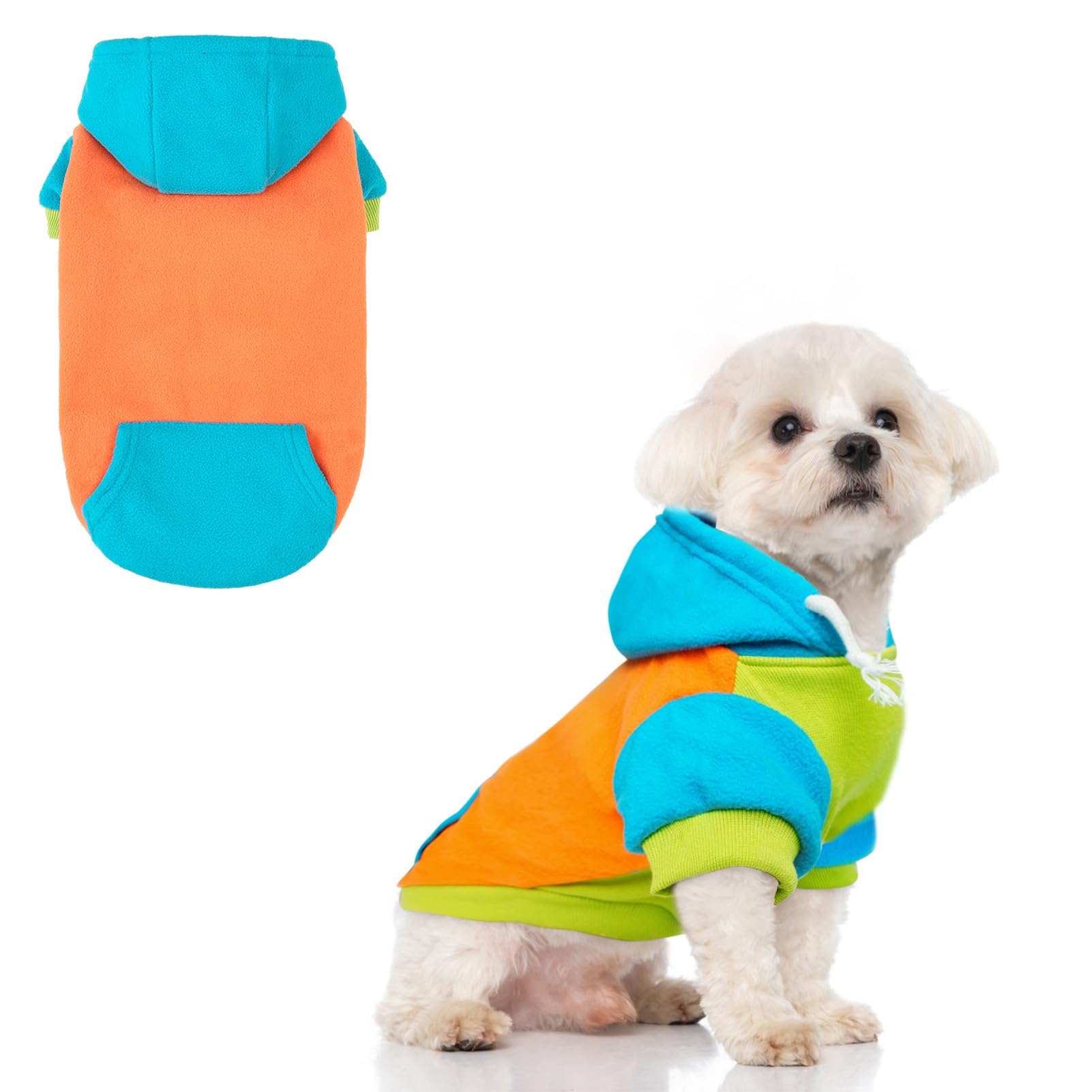 BEAUTYZOO Fleece Dog Hoodie Sweatershirt with Pocket and Leash Hole, Stretchy Small Medium Large Sized Dogs Clothes for Fall Winter Cold Days, Color Designer Warm Dog Jackets,French Bulldog Coats โ image 1