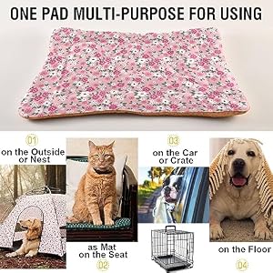 Pink Floral Pet Bed Pad Soft Dog Bed Mat with Anti-Slip Bottom, Machine Washable Crate Pad Mattress for Dog Sleeping Pink Floral Pet Bed Pad Soft Dog Bed Mat with Anti-Slip Bottom, Machine Washable Crate Pad Mattress for Dog Sleeping