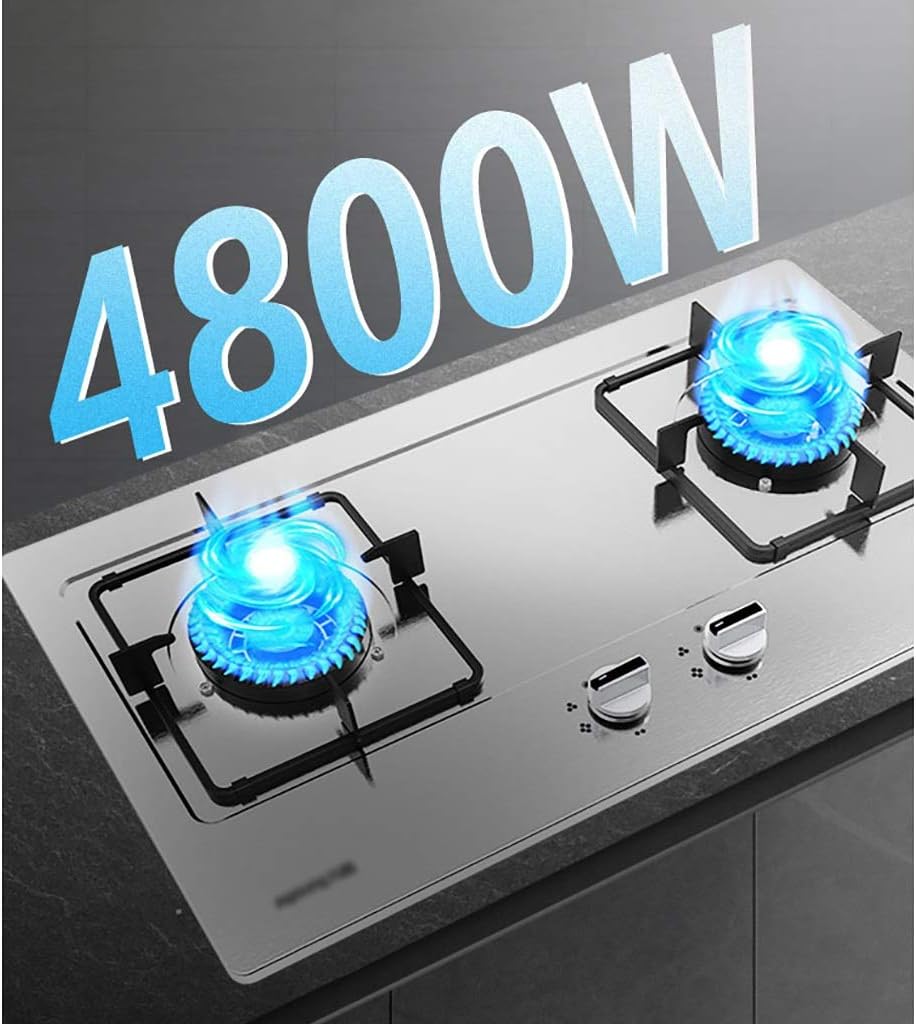 Gas Stoves Gas 4.8KW Built-inGas hob 71x40x15.5cm Black Tempered Glass Gas Cooktop with Cast Iron Square Pot Rack Easy to Clean Compatible with All Cookware [Energy Class A] (Size : NG) ( )