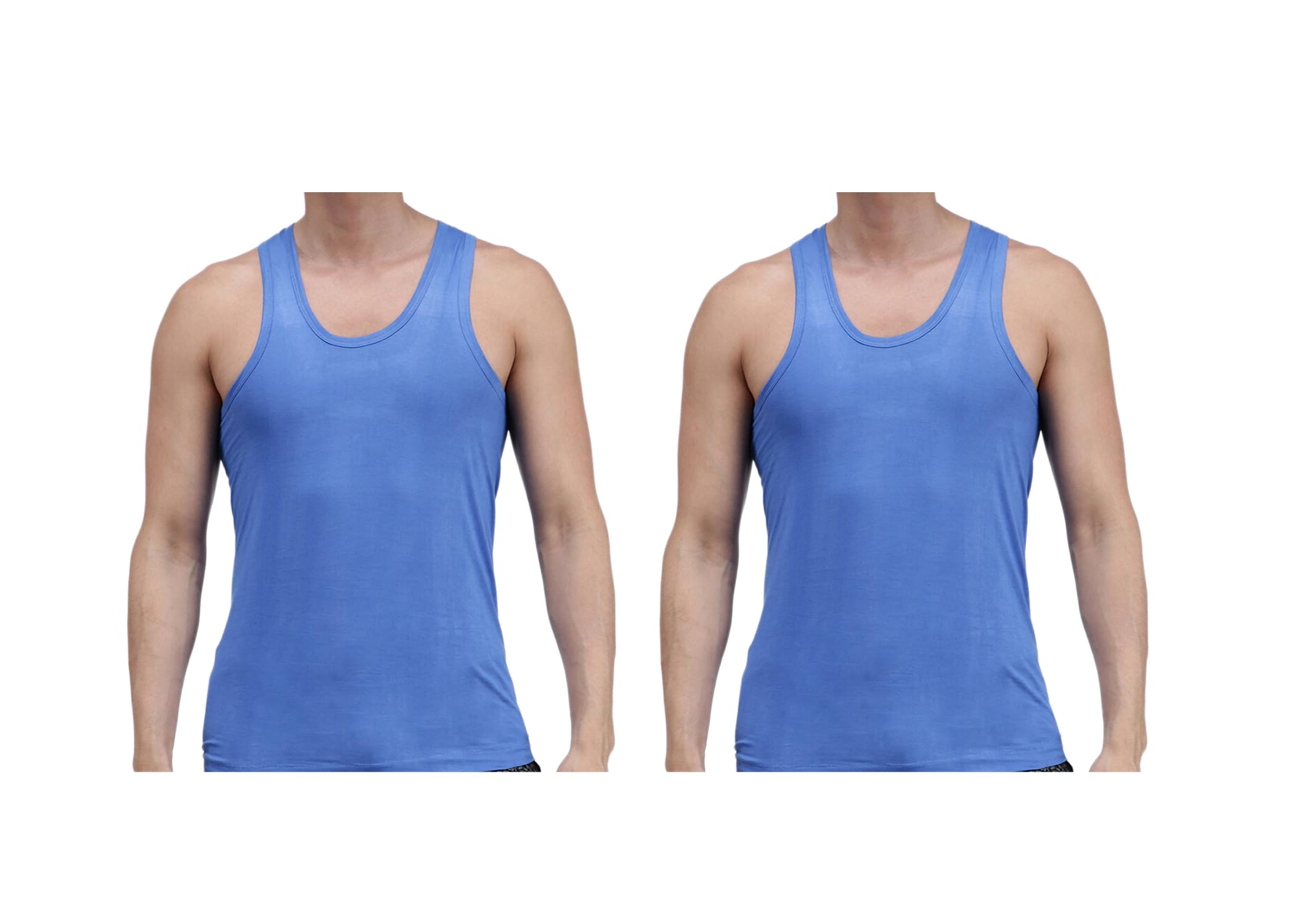 Divya Men's 100% Cotton Sleeveless Vest | Baniyan for Man, Sky Blue, Round Neck,Pack of 2-image-24