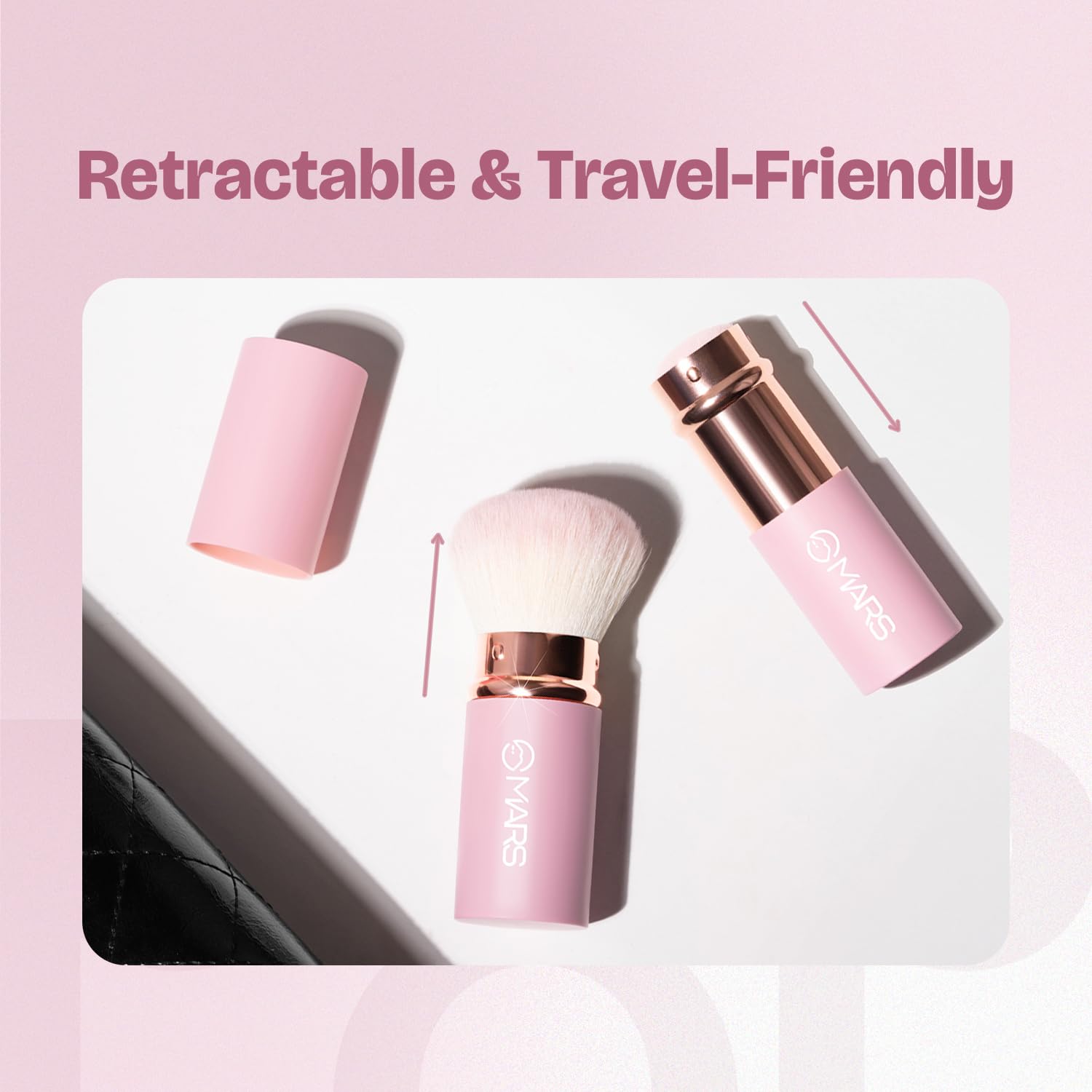 MARS Pop Retractable Brush | Airbrush Kabuki Finish | Flawless High Coverage | Ultra-Soft Bristles | Multi-Functionality | Travel-Friendly | Easy to Clean 3