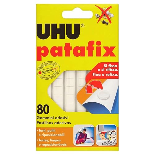 UHU Patafix 41710 - Gomma adesiva removibile, Bianco, confezione da
