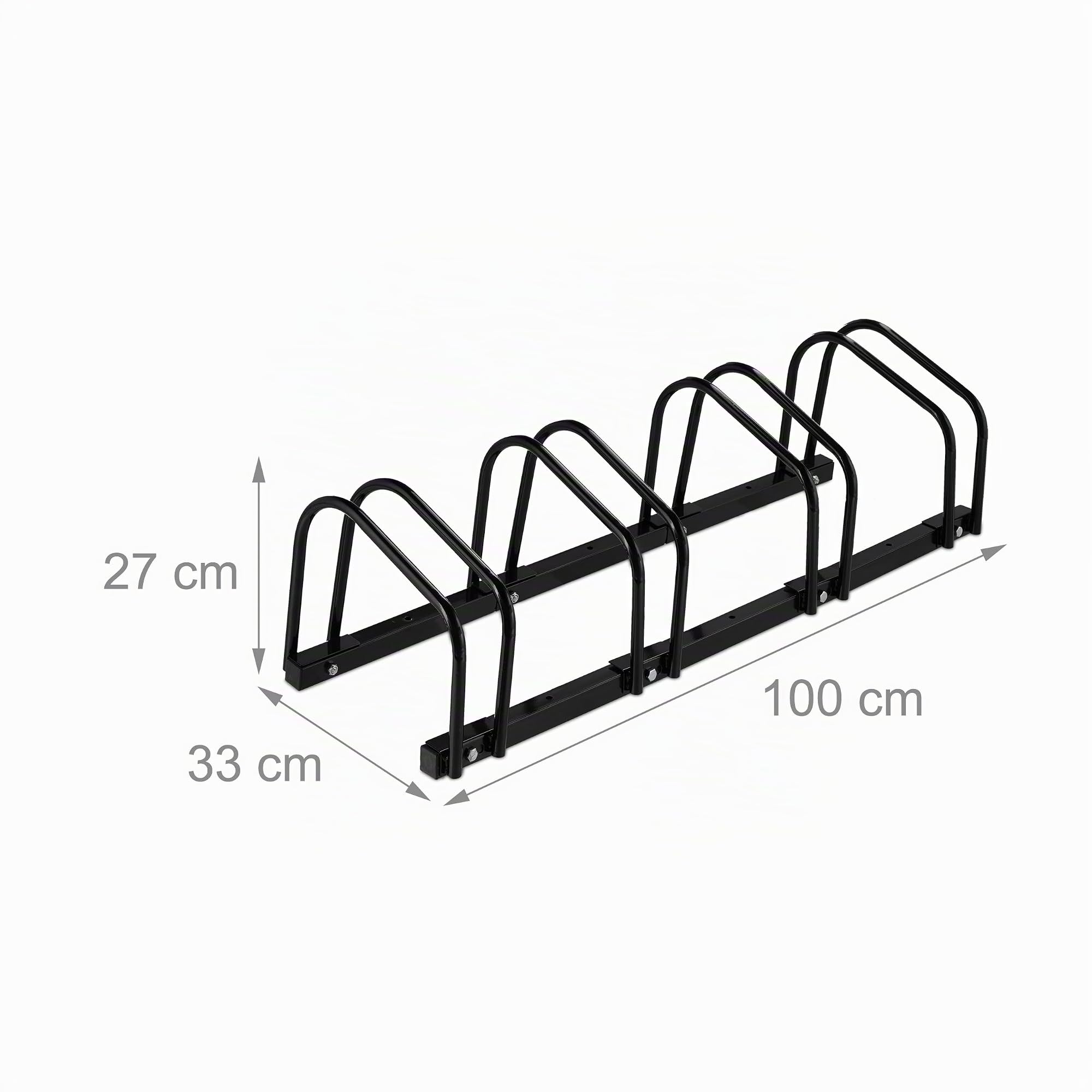 Relaxdays Soportes Bicicleta Suelo, para 4 Bicis, Ancho de Neumático hasta 60 mm, Metálico, Garaje, Portabicis, Negro