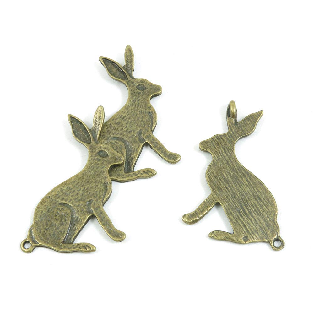 20 Pieces Antique Bronze Tone Jewelry Charms D01739 Hare Rabbit Craft Art Making Crafting Beading