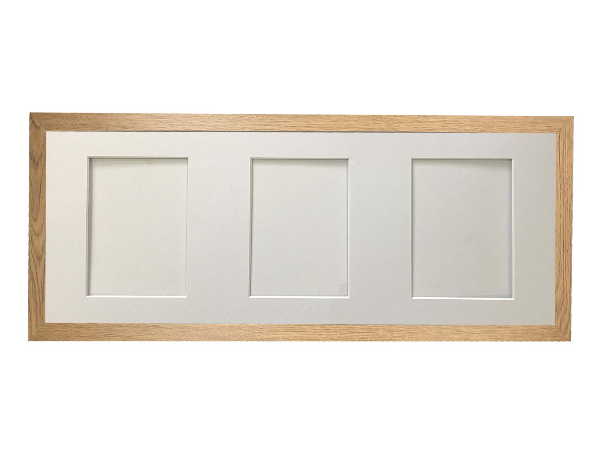 Frames By Post Oak Frame And White Multi Mount H7 Oak Picture Photo Frame With White 7 X 5 Inch Three Aperture Long Mount