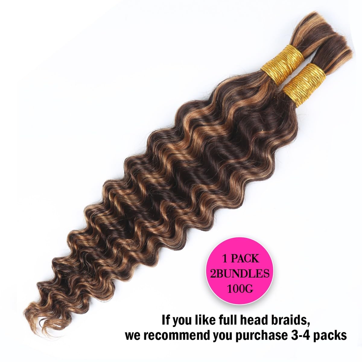 Unipearl Deep Curly Bulk Human Hair for Braiding 100g 2 Bundles 14 Inch Boho Braids Hair Extensions - Image 2