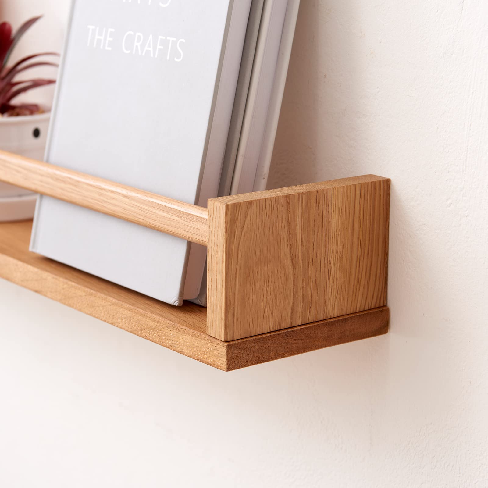 Estanteria Pared, 60cm Estante Flotante de Roble, Estantería Flotante de Madera Maciza para Habitación de Los Niños, Revista Estantería de Pared, Salón, Baño, Dormitorio, Cocina (Natural)