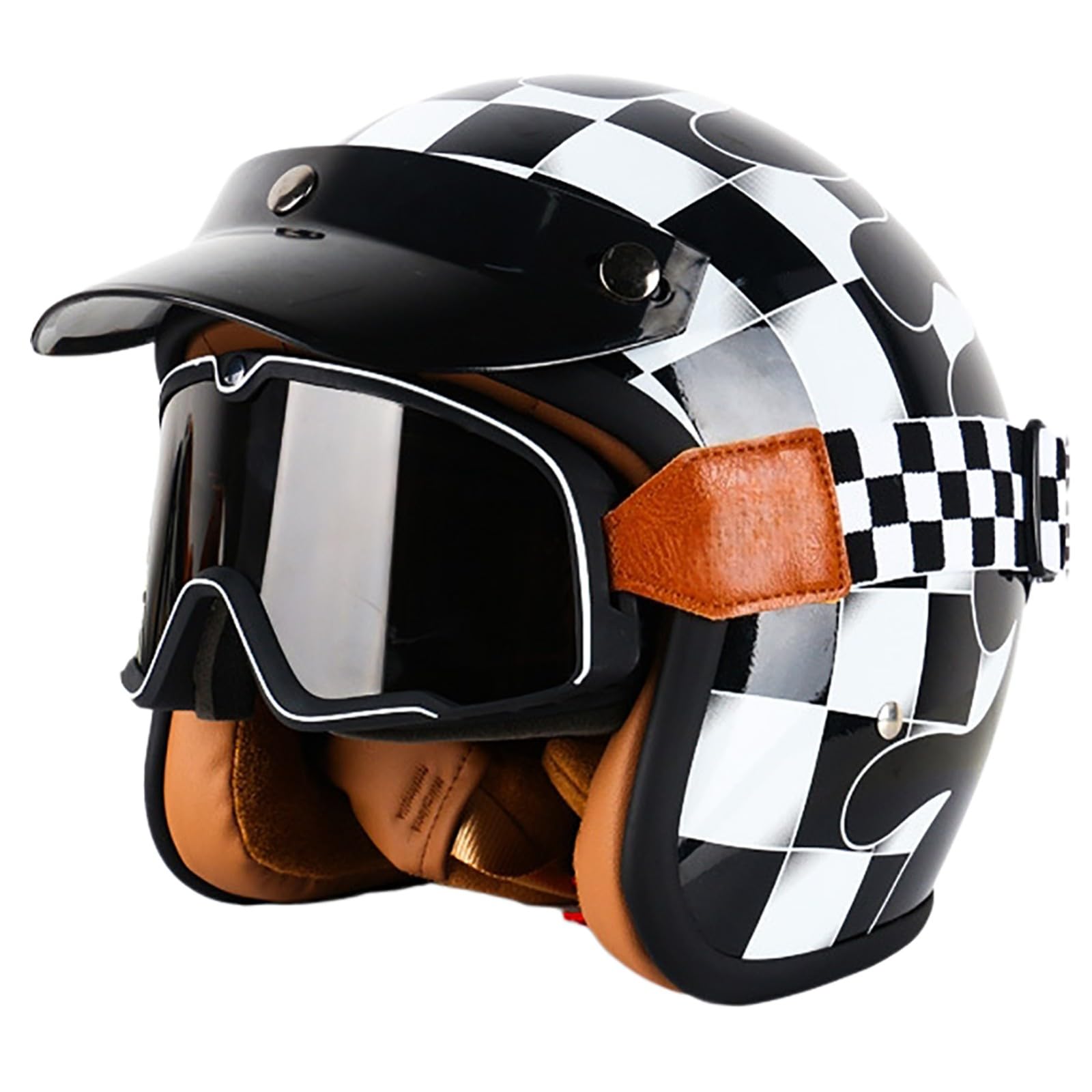 Otwarty kask motocyklowy/kask motocyklowy z okularami, 3/4 kask motocyklowy do cruiser, motoroweru i skutera, homologacja ECE 22.06