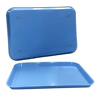12 Dental Autoclavable Plastic Instrument Set Up Flat Trays, Blue, 13.25 Inches x 9.75 Inches, Size B