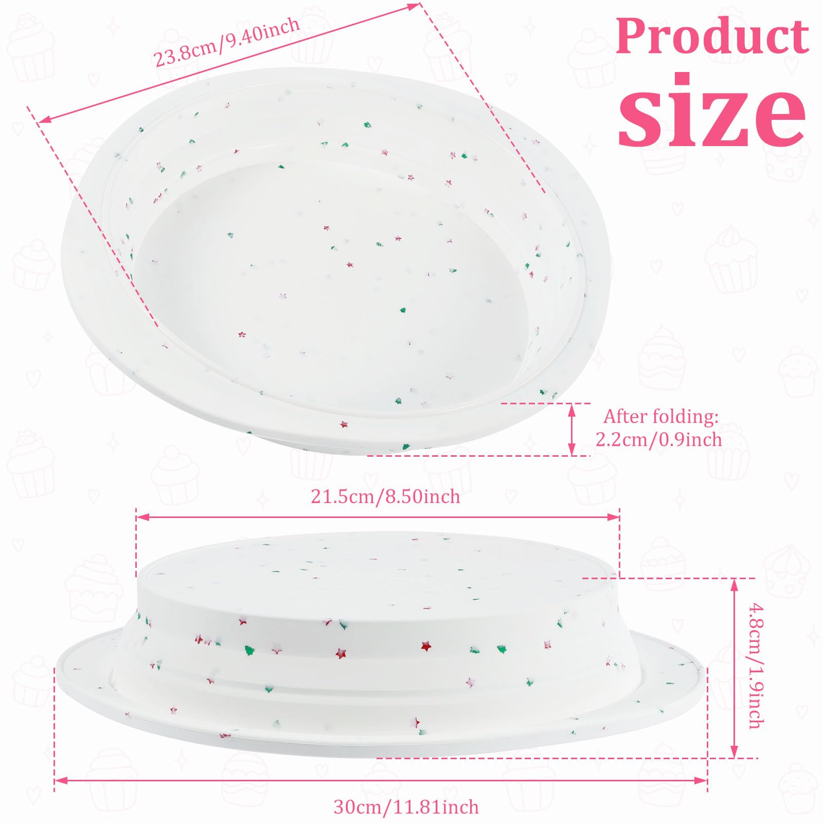 FALESOUL Silicone Pie Pan with Metal Reinforced Frame, 2 Pack Non-Stick 8 Inch Cake Pans Easy Release, Pie Dish Quiche Baking Dish, Round Cake Mold with Handle for Microwave, Dishwasher