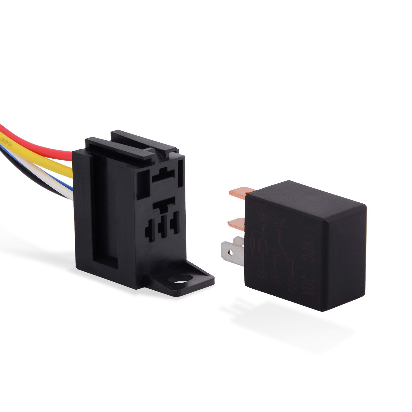 Ehdis 5 Pin Relay 12V Socket Harness Connector 12VDC 30A SPDT Multi