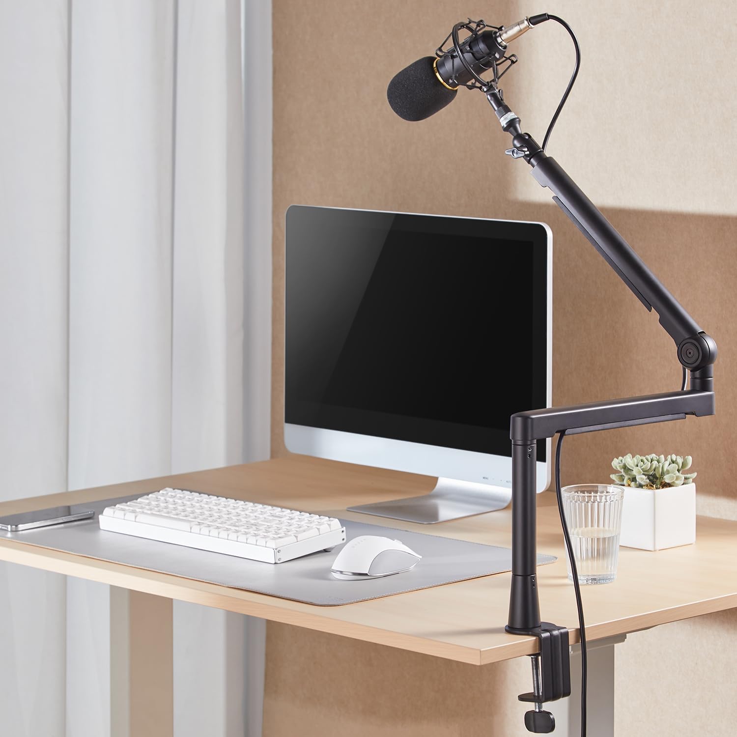 RS471 Supporto microfono Braccio Universale per asta Microfonica Rotazione 360 gradi Altezza regolabile per Studio Streaming Uso Professionale