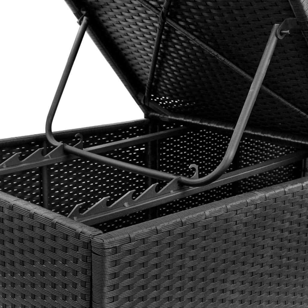 Leżak ogrodowy z poduszką polirattan czarny czerwony regulowany składany wygodny leżak rattanowy z regulowanym oparciem na taras basen ogród 195x60x31 cm