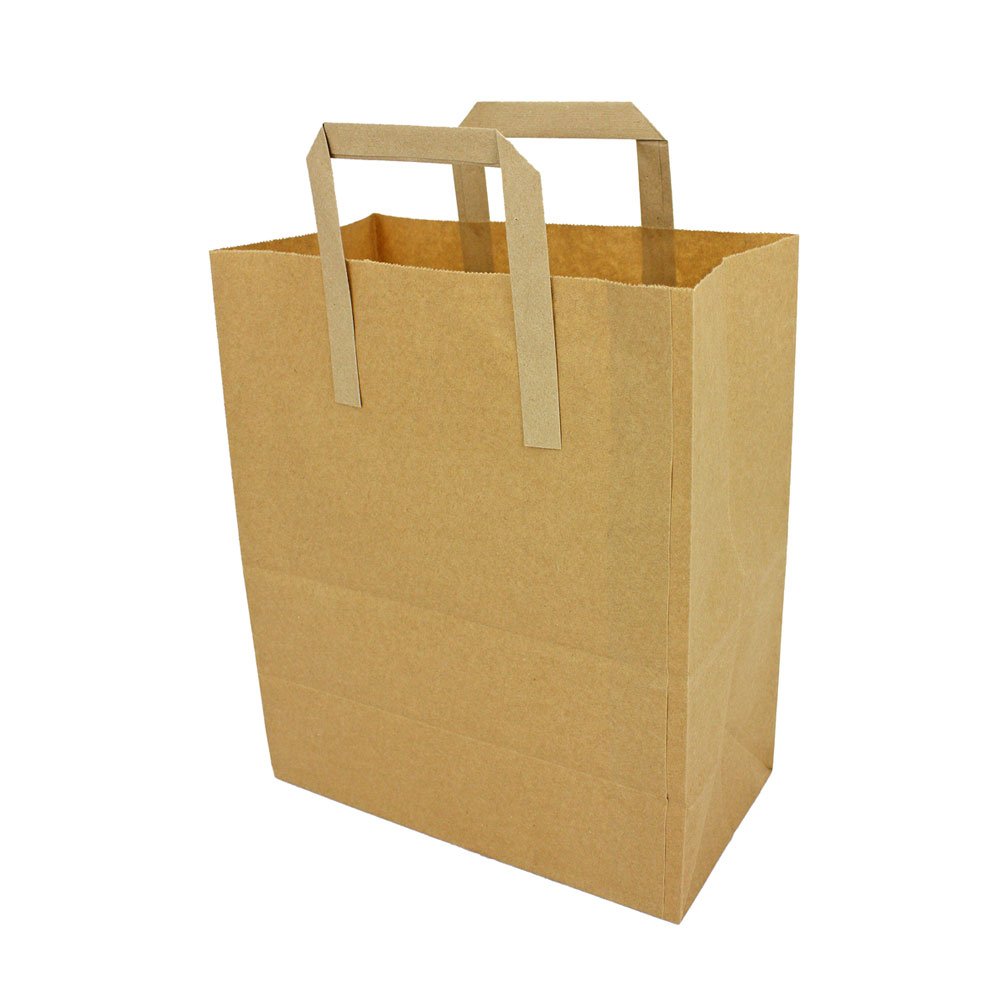 BishopBishop Brown Paper Tape Handle Carrier Bags Medium (8in x 10in x 4.5in)