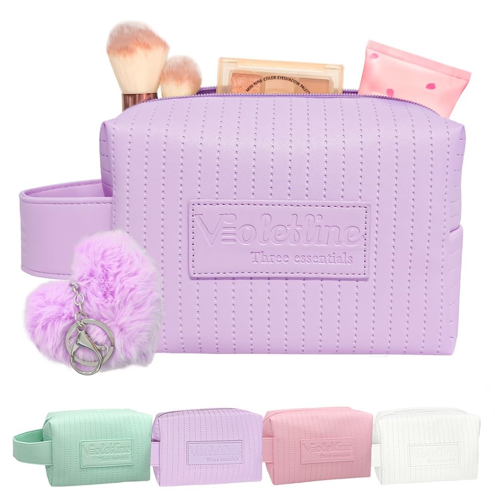 Violetline Travel Makeup Bag, Large Capacity Cosmetic Bag for Women, Water resistant Portable Pouch Open Flat Toiletry Bag Makeup Organizer with