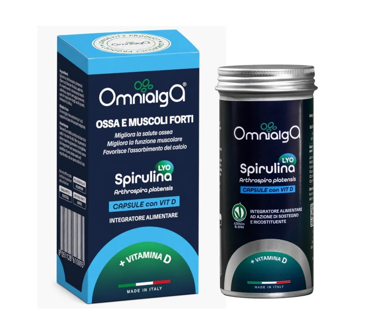 Omnialga Spirulina Lyo Capsule con vitamina D - Micoperi Blue Growth - Made in Italy