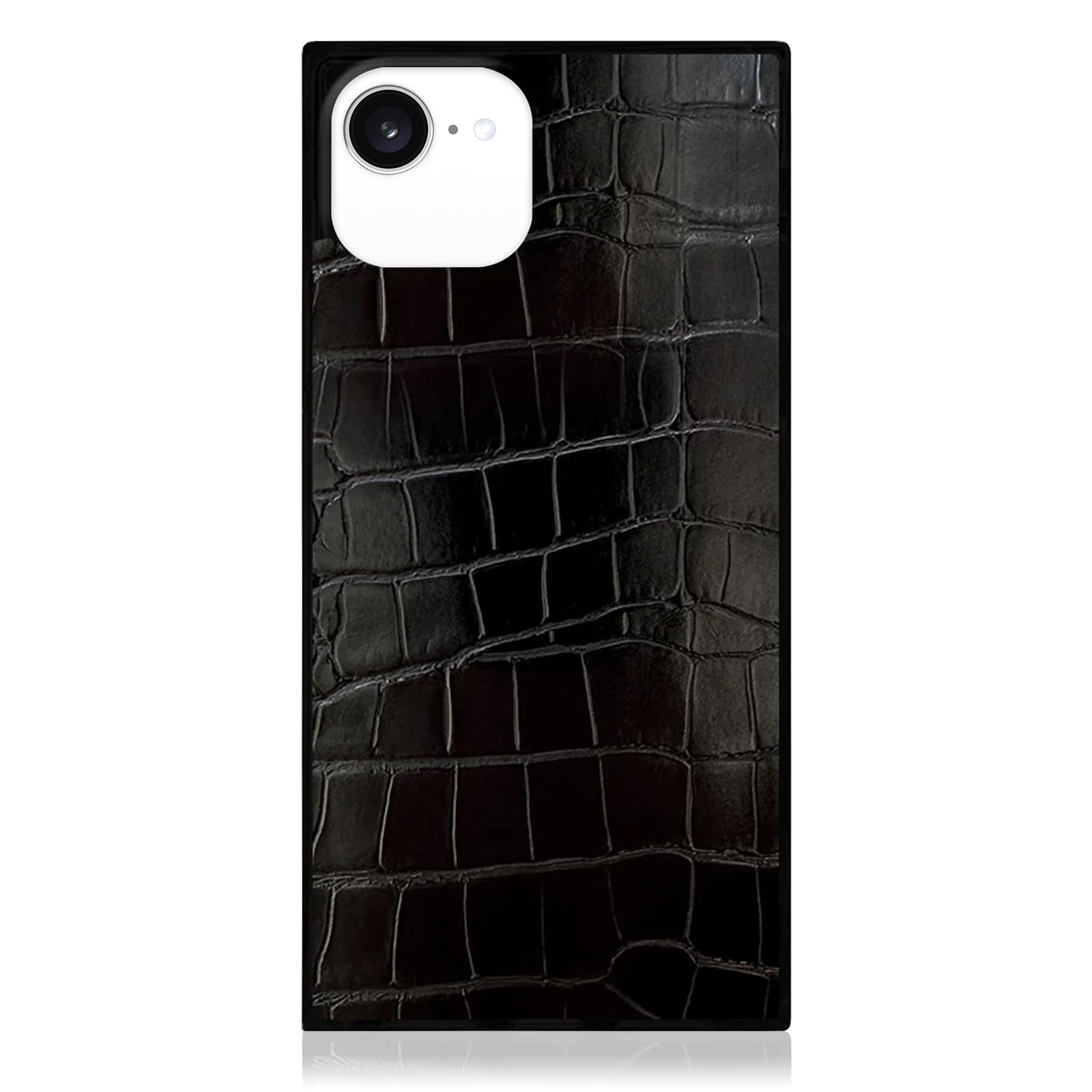 Flaunt Official Square Protective Case - Compatible with iPhone 17e/16e/15/14/13 - Compatible with MagSafe & Wireless Charging - Drop-Tested & Shockproof - (Black Crocodile)