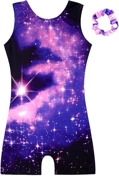 HOZIY Gymnastics Leotards for Girls with Shorts Biketards Dance Tumbling Outfits Matching Scrunchies 1-12 Years Old