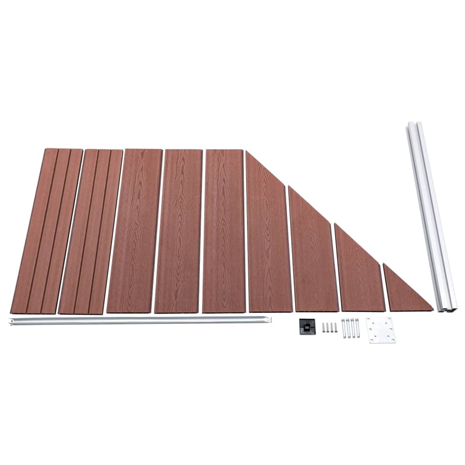Tidyard Panneau de Clôture WPC 95x(105-180) cm Marron, Clôture de Jardin, Bordure de Jardin Décorative Protection pour Extérieur, Cour Arrière, Terrasse