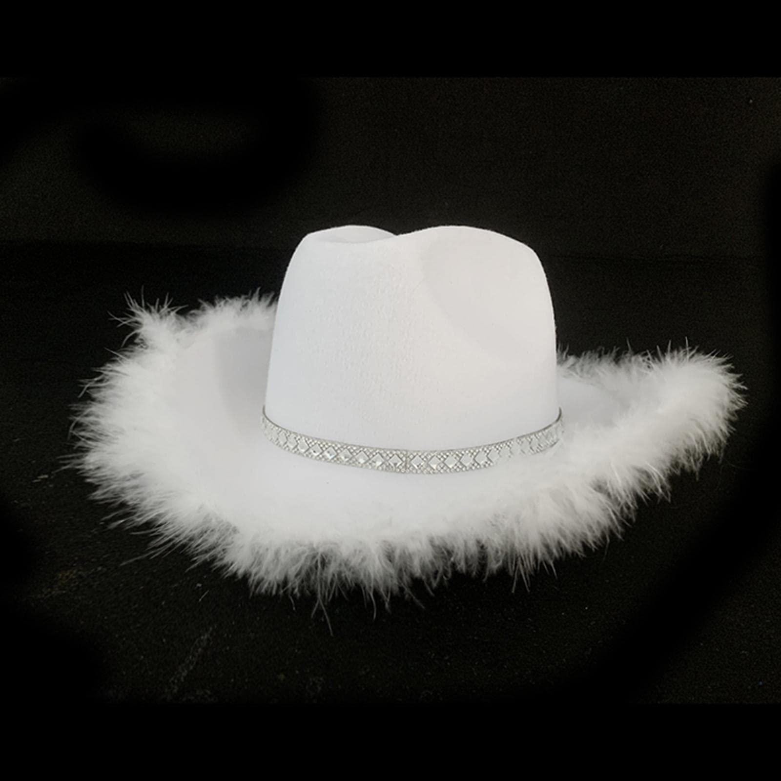 HEAVENGLOW Western Decor Cowboy Hat Fedoras Caps White Crystal Beaded Sun Hats Adult|Clothing, Shoes & Accessories | Women's Accessories |1 Piece Cowgirl Hat-image-39