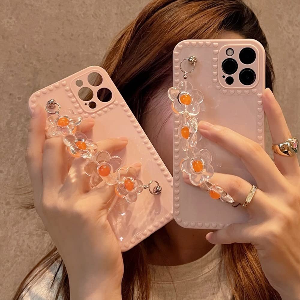 Amazon.co.jp: かわいいラブハートフラワー電話チェーンケース