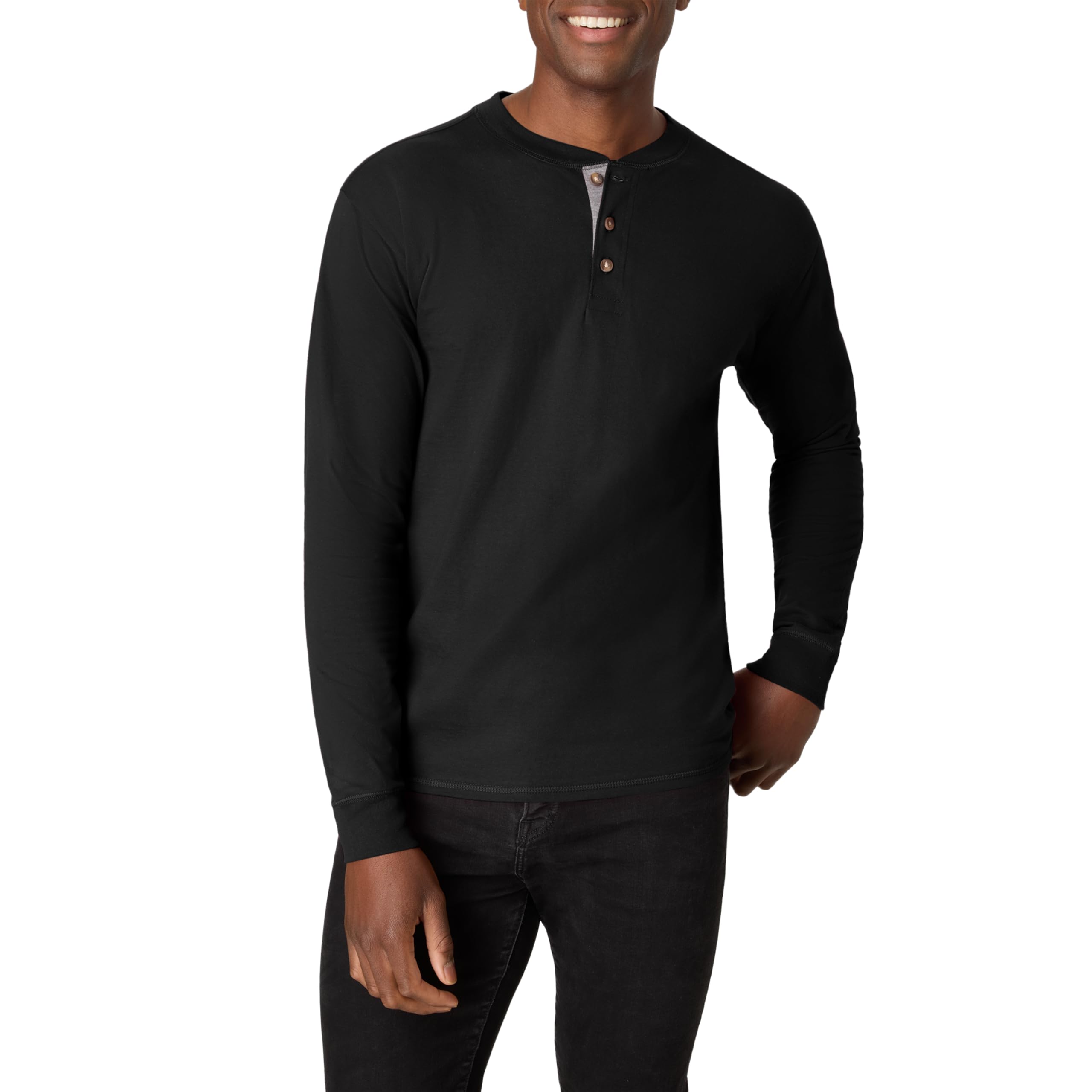 HanesT Beefyt Henley, Men's Cotton Long Sleeve Shirts