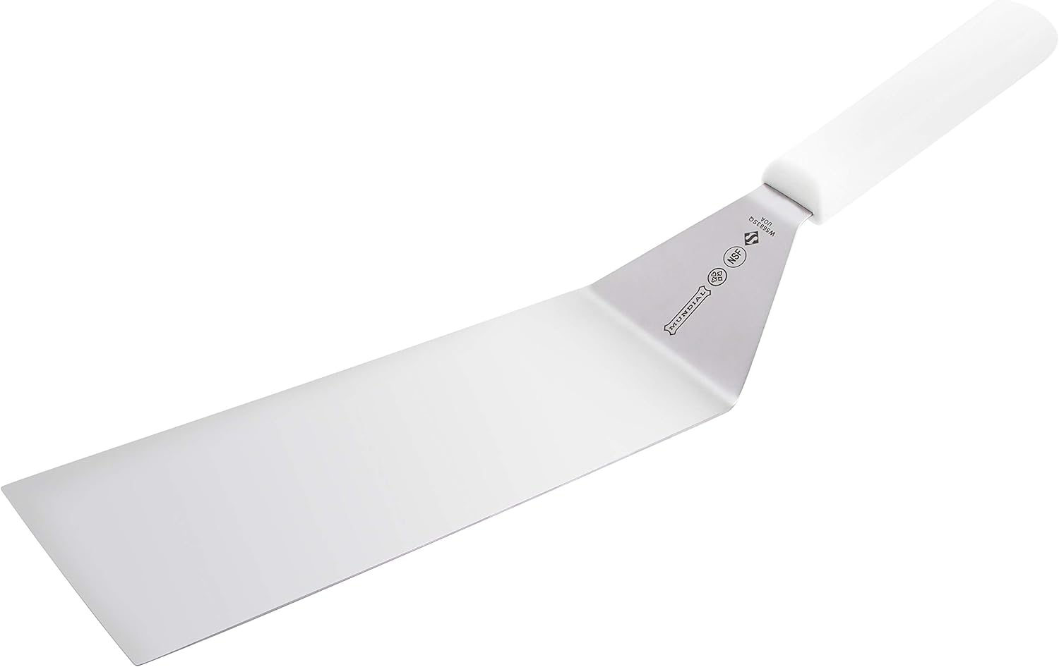 Mundial 8 x 3 Inch Square End Turner Spatula, Stainless Steel Blade, White Handle, NSF Certified, Professional Kitchen Utensil