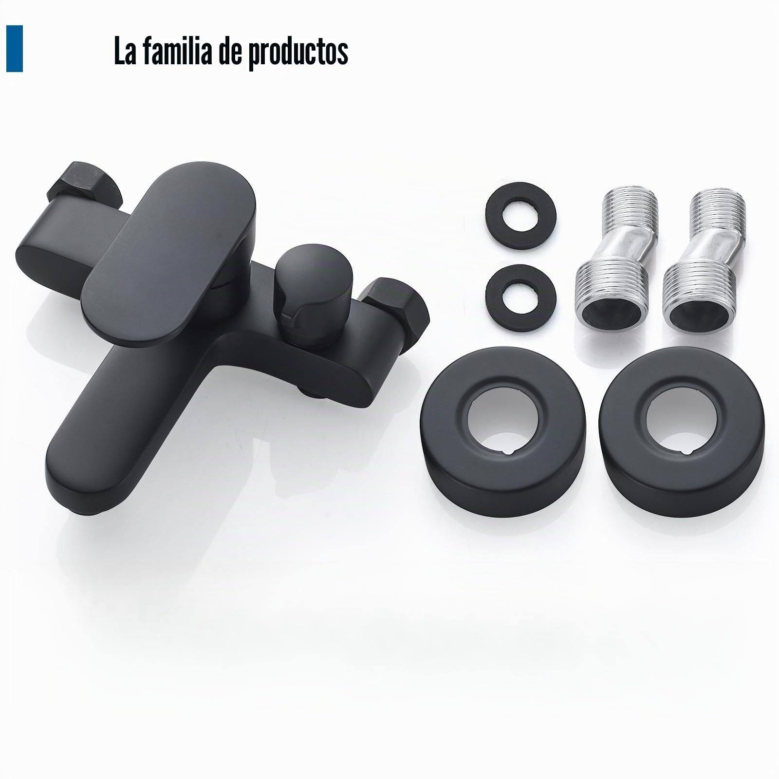Grifo Bañera y Ducha Negro Grifo Monomando Dos Salidas Mezclador, Montaje en Pared, Sin Incluir Alcachofa, 1/2'' Salida Universal, Latón, Negro Mate Griferia Ducha Bañera