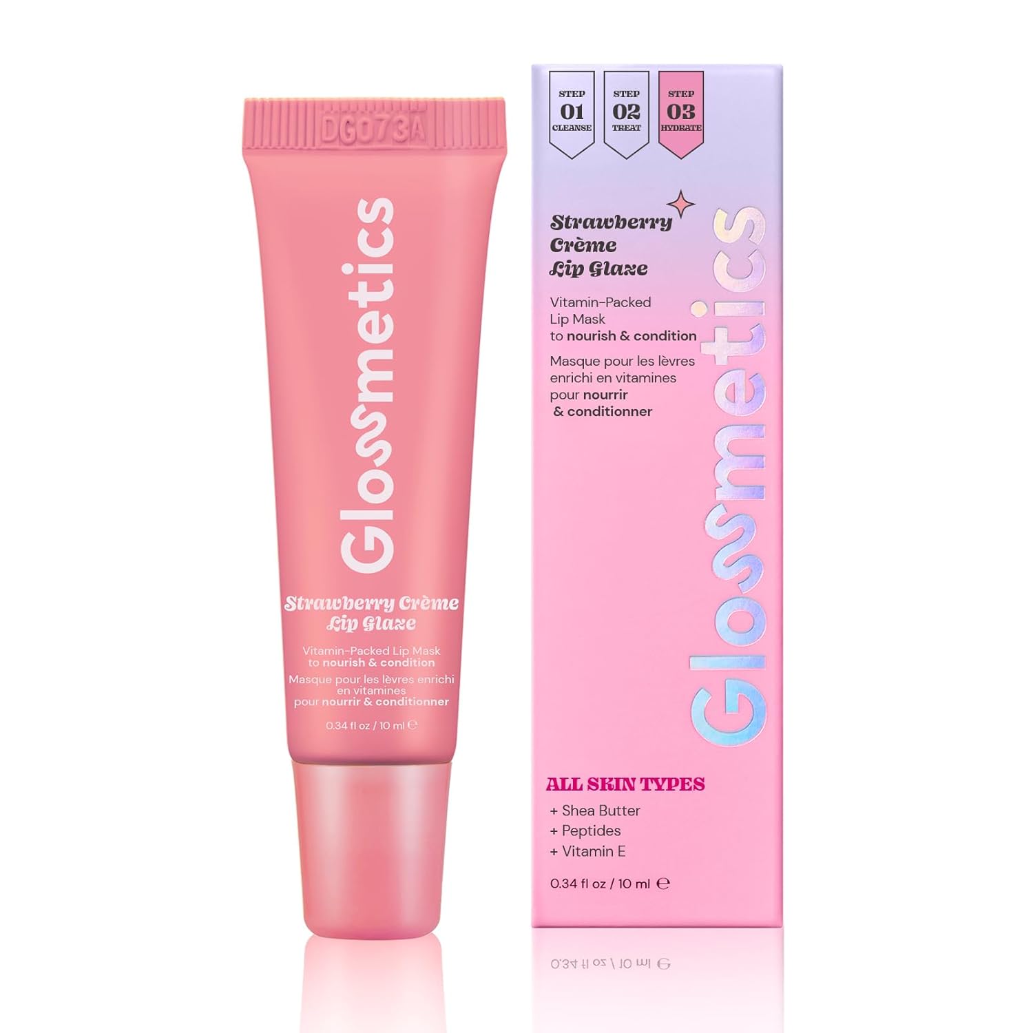 Glossmetics Strawberry Crème Lip Glaze – Overnight Lip Mask for Dry Lips. Fruit Butter Lip Mask, Hydrating and Moisturizing Lip Balm for Soft, Smooth Lips. Pink, 10ml