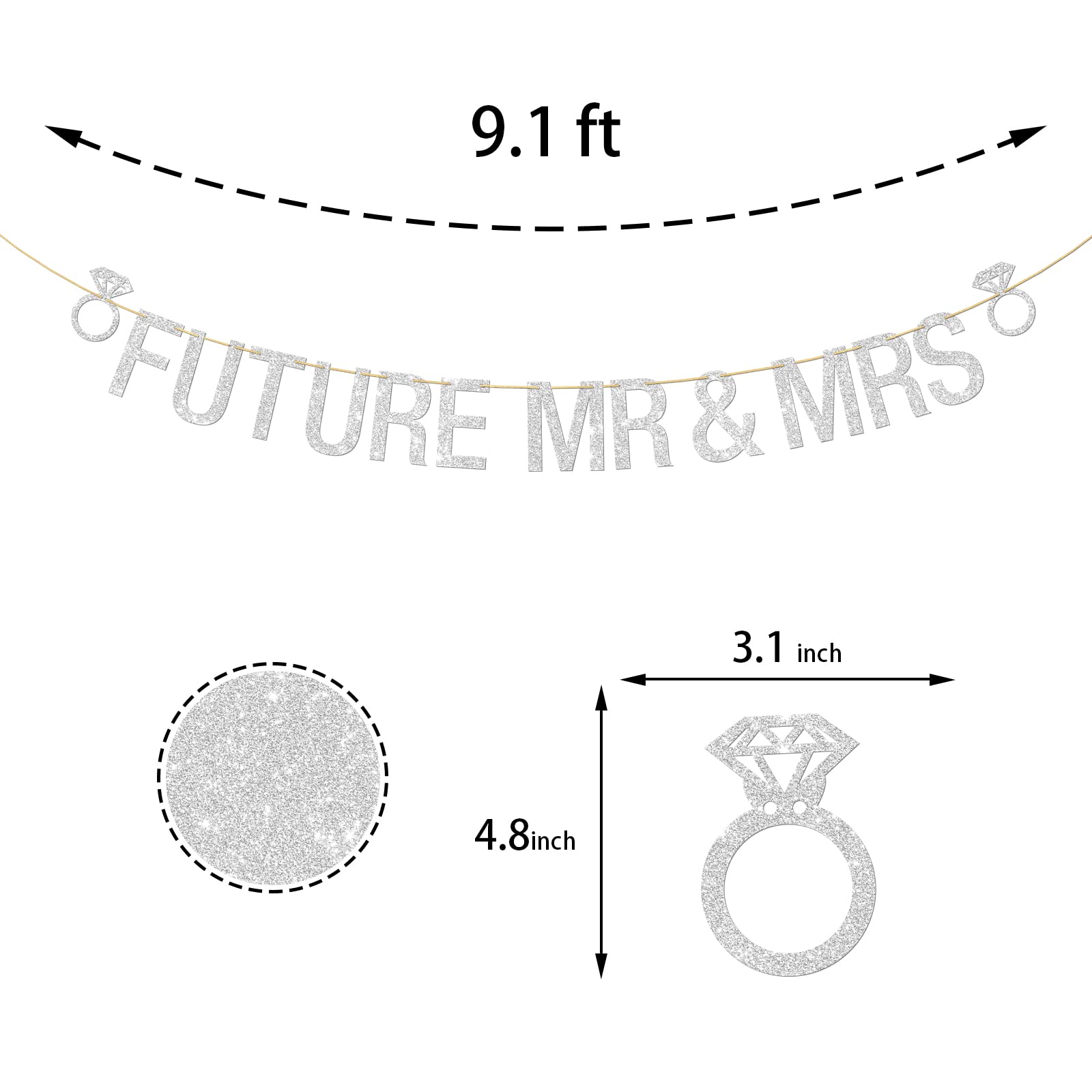 „Future Mr & Mrs“ Wimpel-Banner In Rotgold & Glitzer – Perfekt Für Verlobung, Junggesellenabschied & Brautpartys