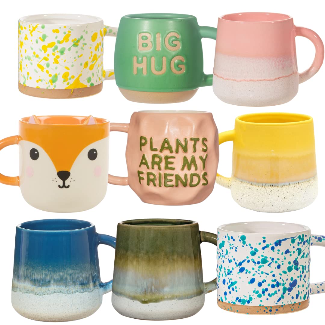 Assorted Mugs and Cups Homeware Kitchenware Fun Novelty Cute Animal Plants (Mojave Glaze Green)