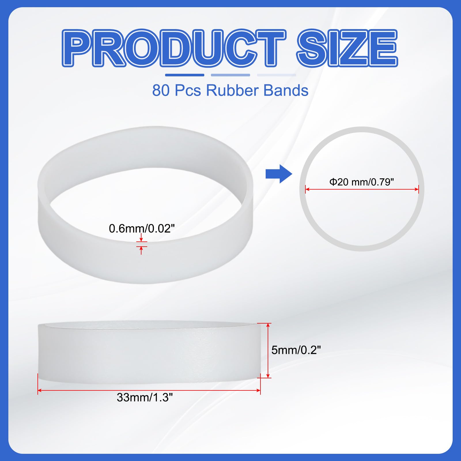 PATIKIL Silicone Rubber Bands Cable Ties 1.3", 80 Pcs Flat Rubber Elastic Band for Office Supplies Home Cord Wrapping White - Image 2
