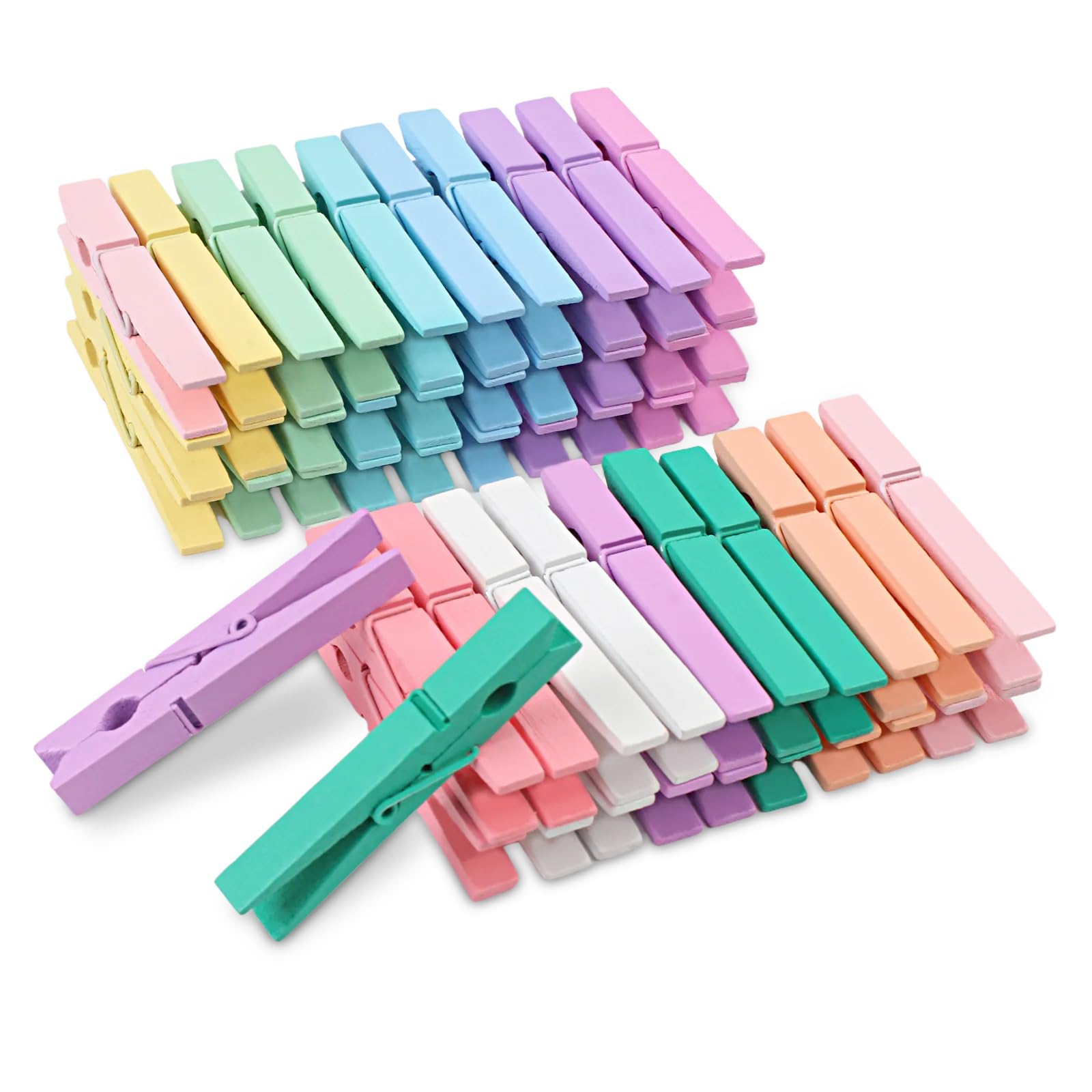 Phinus 72 Pcs Wooden Clothes Pins, 2.9 Inch Clothes Pins for Hanging Clothes, Pictures, Photos, Classroom, Crafts, Decoration, Colorful Clothespins