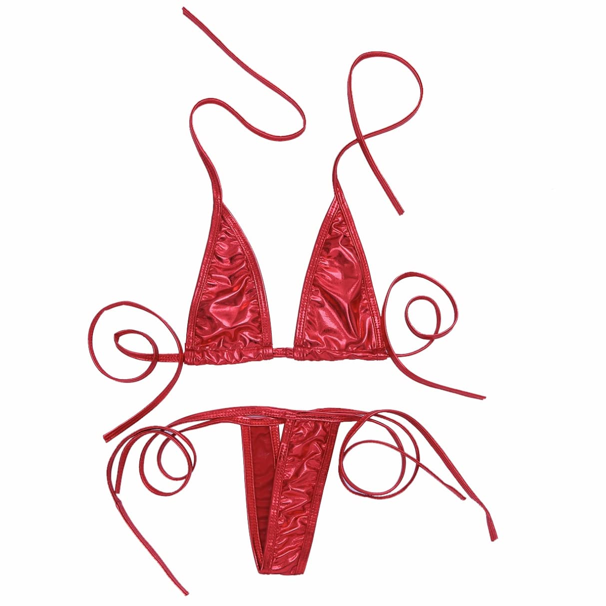 Buy TiaoBug Women's Shiny Micro String Bikini Swimsuit Lingerie Thongs