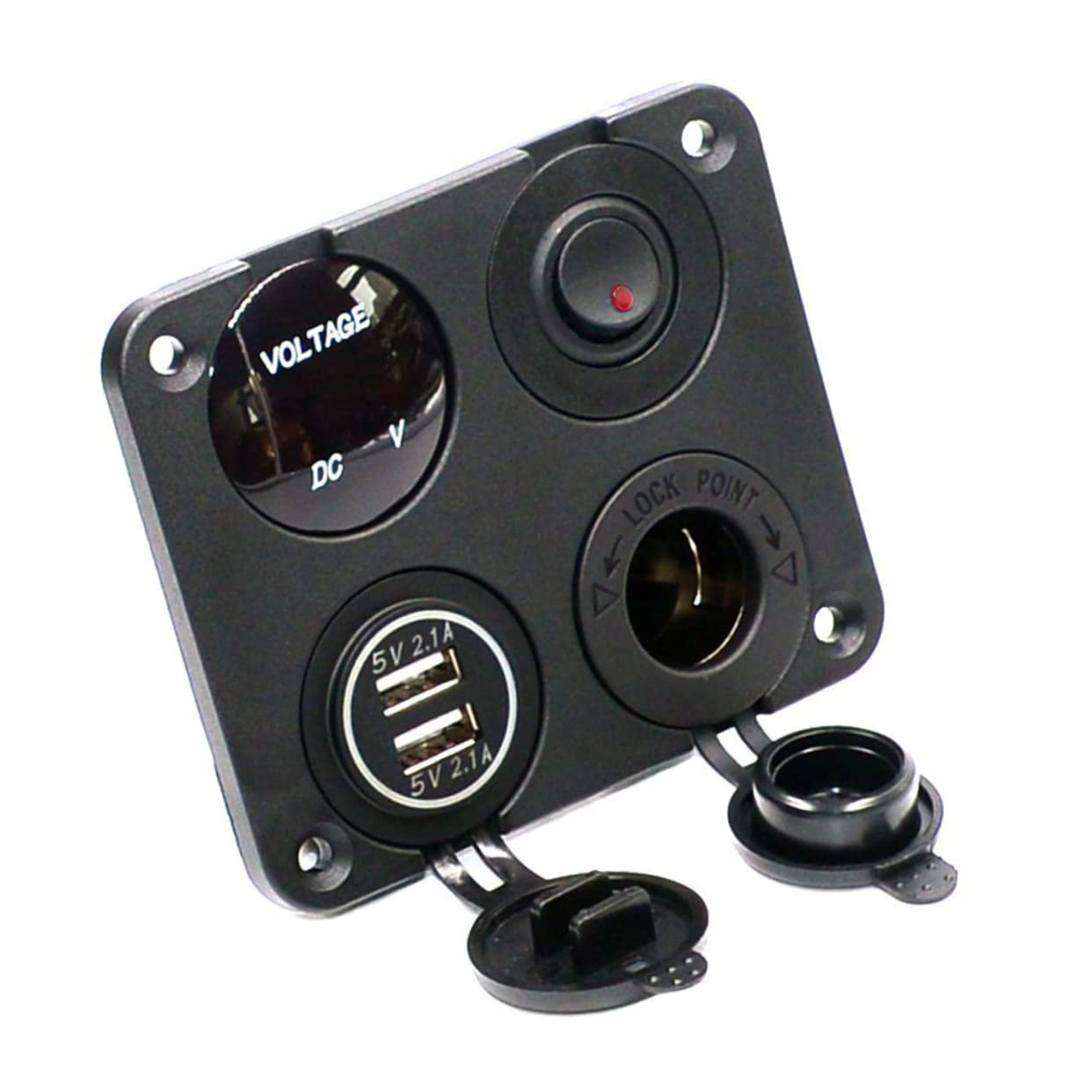 Housoutil 2 Pezzi 4 1 12-24v Caricabatteria Da Auto Convertitore 21a Presa Usb Pannello Voltmetro Led Verde Per Barca Rv Camion Camper