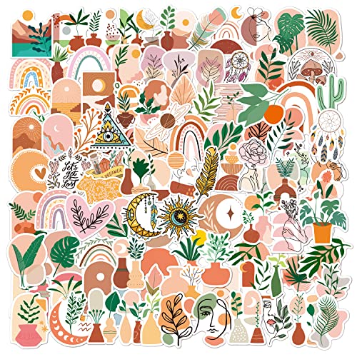100 Pcs Boho Aesthetic Stickers Minimalist Abstract Line Art Decor For Water Bottle,Laptop,Phone,Skateboard Stickers For Teens Girls Kids And Wome #TOP1
