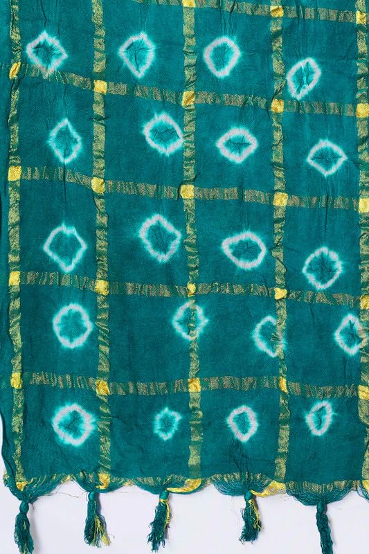 Image of Women Bandhani Dupatta | Traditional Chunri Print with Decorative Border | Lightweight Ethnic Stole for Festive and Wedding Wear