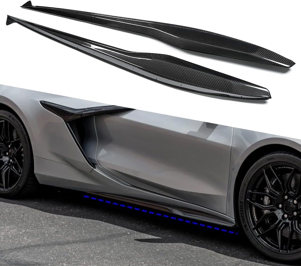 Dry Carbon Fiber Side Skirt for Corvette C8 Z06 Only 2023 2024 2025 2026,for Corvette C8 E-Ray Side Skirt Rocker Panel Extension Splitter Lip