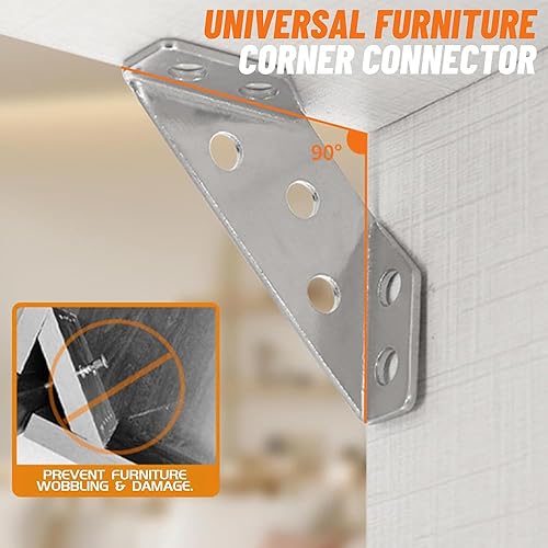 Miniatura 3 de Conector universal de esquina para muebles de acero inoxidable, conector de fijación en ángulo, marco de soporte triangular para muebles, soporte de