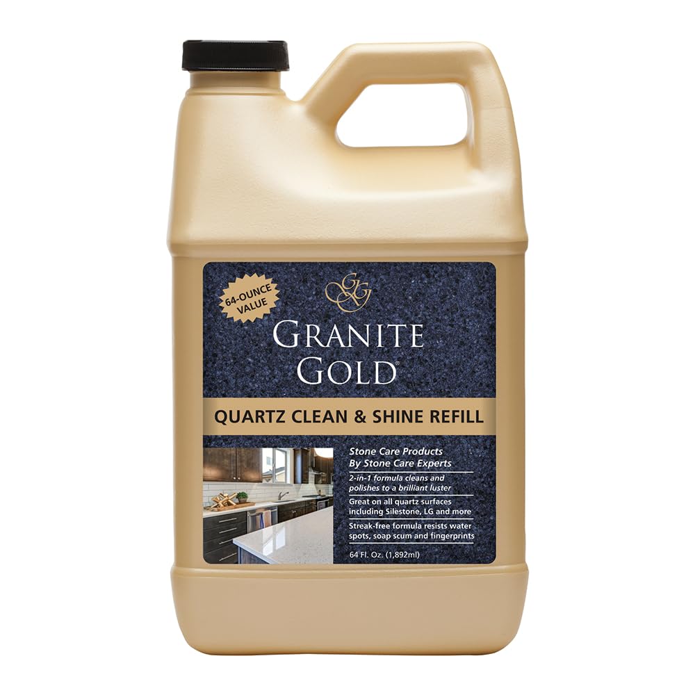 Granite Gold Clean and Shine Refill, Streak-Free Deep Cleaning and Polishing of Natural Stone and Quartz Surfaces, 64 Ounces