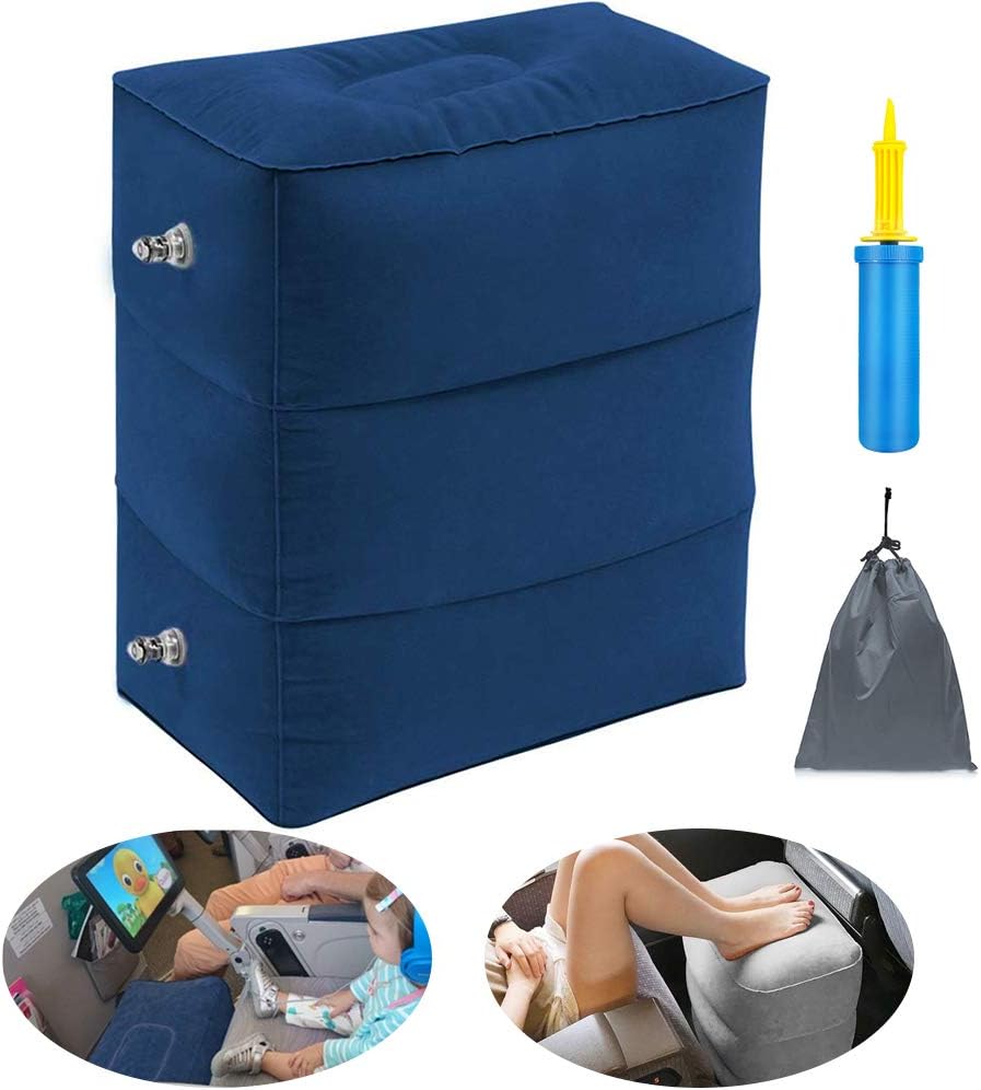 Inflatable Travel Foot Rest Pillow Portable Adjustable